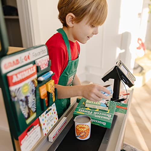 Melissa & Doug Lebensmittelgeschäft Spielset & Spielzeug Kasse mit Scanner & Förderband | Rollenspiel Holzspielzeugladen… – Bild 8