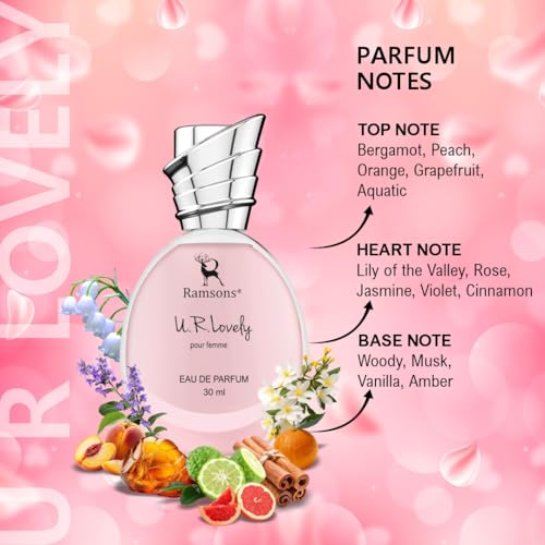 Ramsons - U R LOVELY Eau De Parfum | 30 ML | Perfume For Women | TN - Bergamot, Peach, Orange, Grapefruit, Aquatic | MN - Lilly of the valley, Rose, Jasmine, Cinnamon | BN -... - Image 3