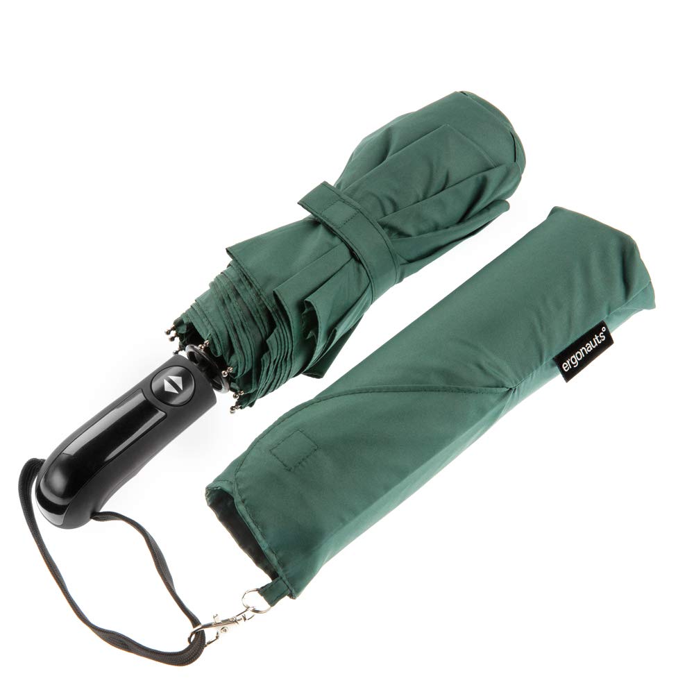 Ergonauts Forest Green Travel Umbrella Windproof Vented Double Canopy – Teflon Coating, Ergonomic Handle & Protective Sleeve – Portable Compact Foldable Lightweight Design And High Wind Resistance (Forest Green)