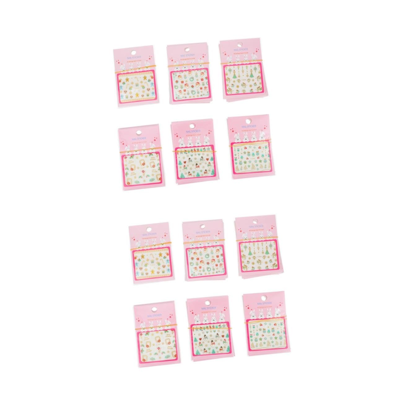 Healeved 2 Set di Adesivi Autoadesivi per Nail Art Natalizia - Fiocco di Neve Pupazzo di Neve Babbo Natale Perfetti per Decorazioni per Manicure Fogli * 2