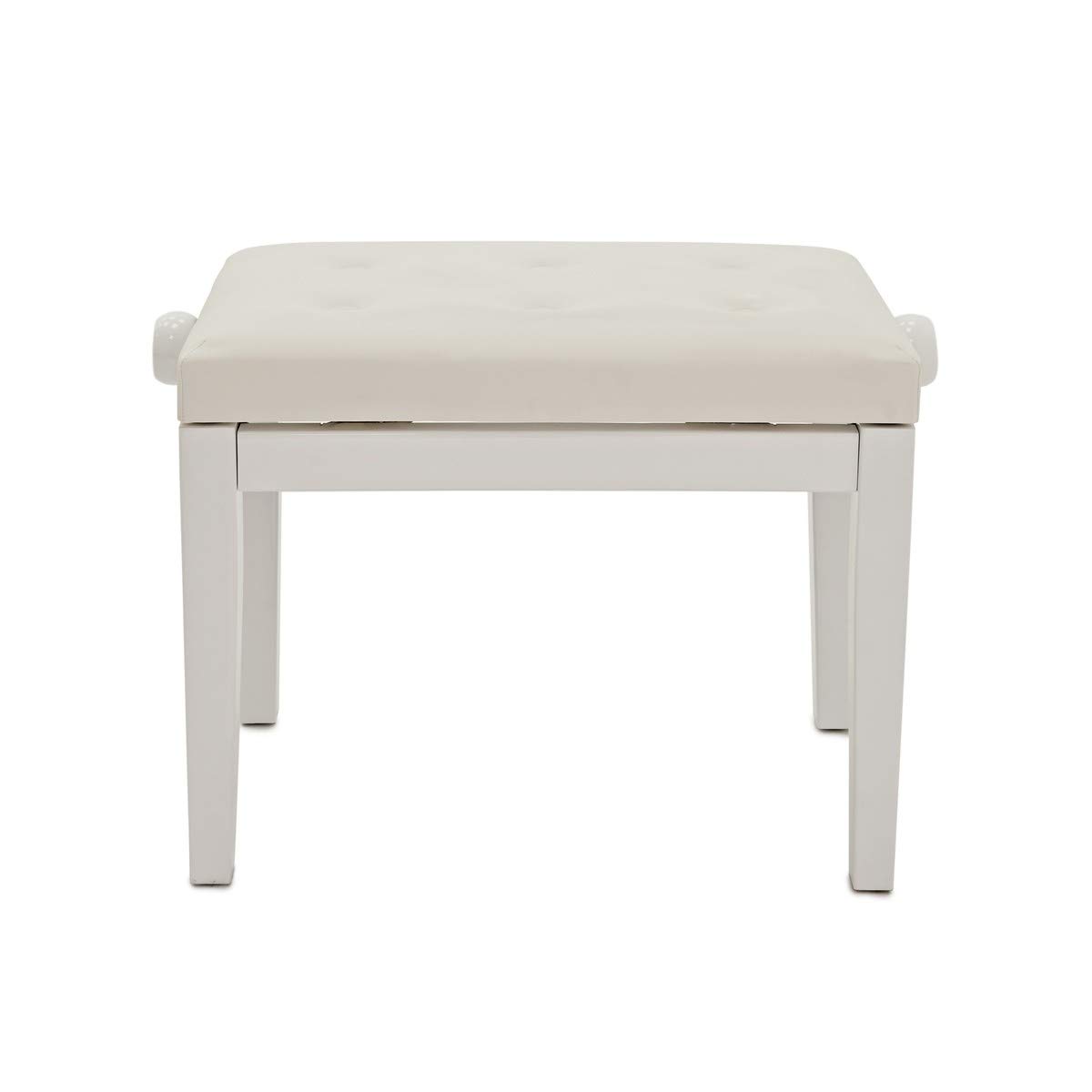 gear4music Panca da Pianoforte Deluxe, Bianco | Trova la Tua Altezza di Jeu Ideale, Costruito in Faggio con Finitura Bianca Premium, Cuscino Elegante in Similpelle