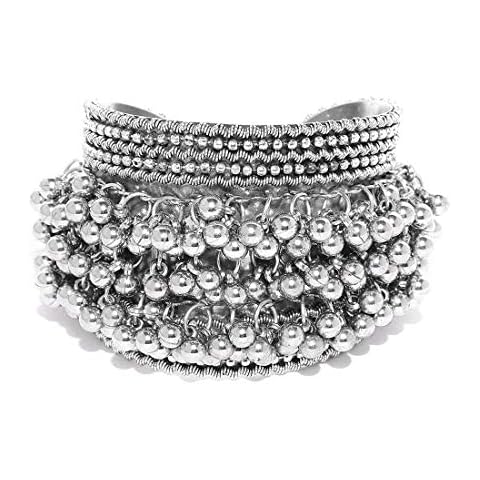 Frienemy Home Presents Oxidised Silver Afghani Traditional Bangles Bracelet Kada for Women/Girls #Frienemy-1440, 5x3x3 Cover