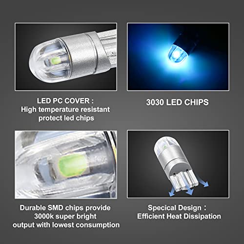 10 Pcs Bombillas LED T10 para Interior de Auto miniatura 4