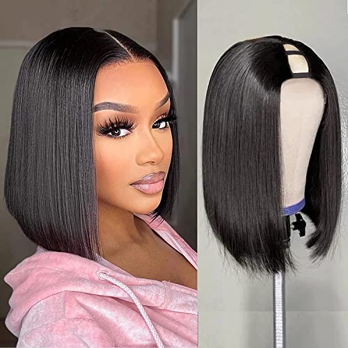 Wig U Part cheveu humain bouclé noir pour un volume naturel sans colle