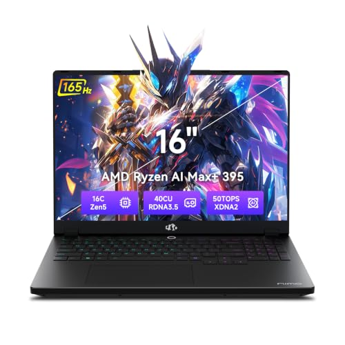 Image of NIMO 2026 New AI PC Laptop, AMD Ryzen AI Max+ 395(16-Core, up to 5.1GHz) 128GB LPDDR5x 2TB SSD Radeon 8060S Graphics (40 CUs) 126 Tops AI Performance 230W DC 165HZ 99WH Battery for Business & Design
