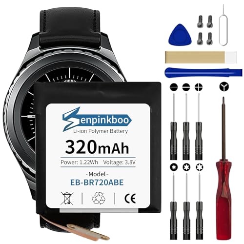 Senpinkboo for Samsung Galaxy Gear S2 R720 Battery Upgraded [320mAh] EB-BR720ABE Battery for Gear S2 SM-R720/S2 Classic SM-R732 Smart Watch Replacement with Repair Tool Kit+Screws