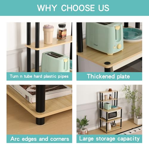 Image of HOME CUBE Engineered Wood,Plastic 5 Layer Kitchen Microwave Stand,Microwave Oven Rack,Baker's Rack,OTG Stand,Kitchen Storage Rack with Shelves,Spice,Space Saving Storage Organizer(60.5x40x118cm)