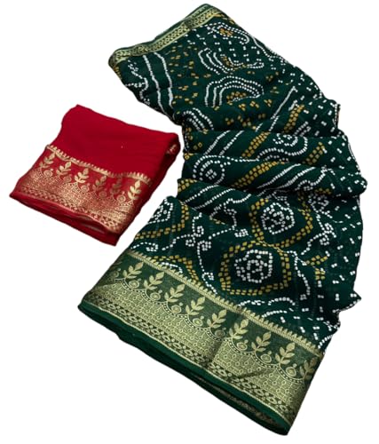Image of Women's Pure Georgette Jaipuri Saree, Rose Zari Weaving Design Saree with Blouse Peice
