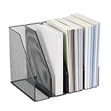 AUPSEN Desk Organizer, 4-Pack Magazine Holder File Organizer, Mesh Desktop File Sorter Folder Organizer, Desk Accessories & Workspace Organizers for Home Office (Black)
