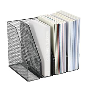 AUPSEN Desk Organizer, 4-Pack Magazine Holder File Organizer, Mesh Desktop File Sorter Folder Organizer, Desk Accessories & Workspace Organizers for Home Office (Black)