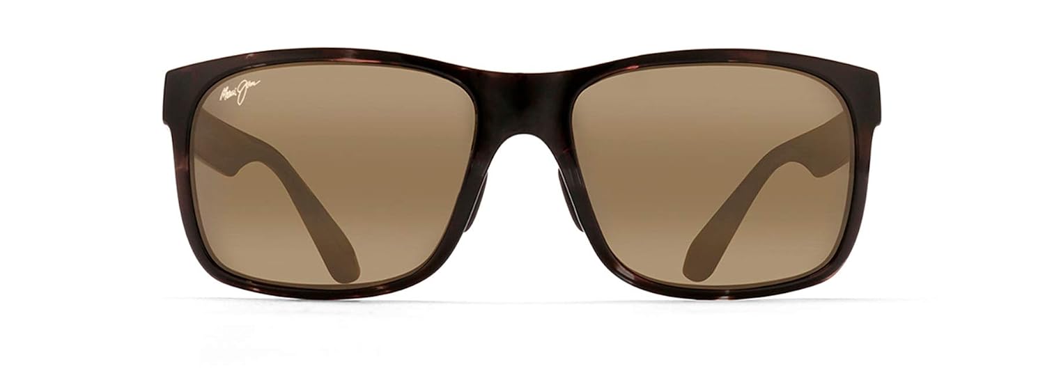 Maui Jim Sunglasses | Red Sands Asian Fit H432N-11T | Polarized Rectangular Frame, Grey Tortoise, with Patented PolarizedP...