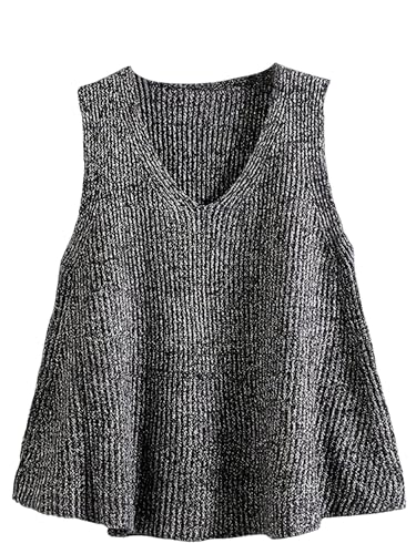 Image of BEAUDRM Women's Plus Size V Neck Sleeveless Sweater Vest Dressy Loose Sweater Tank Top Black X-Large Plus