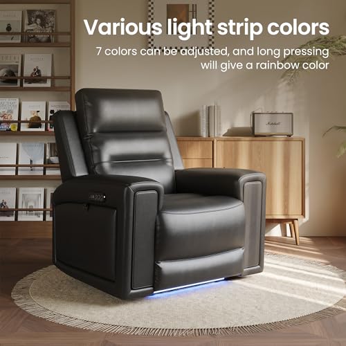 Sillón Power Recliner Negro de Cuero Plegable miniatura 6