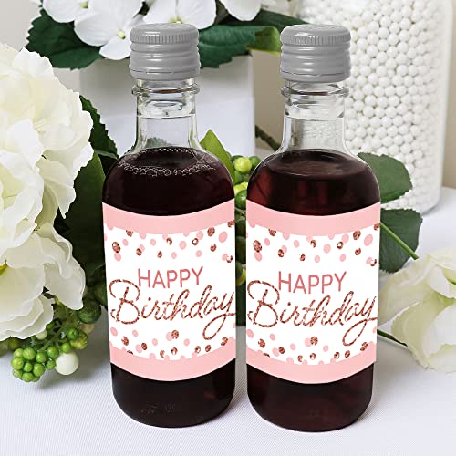 Calcomanías para botellas de vino de cumpleaños, etiquetas rosa y oro rosa para fiestas 4