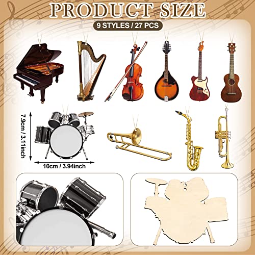 image for Yalikop 30 Pcs Christmas Musical Instrument Wooden Ornaments Replica I