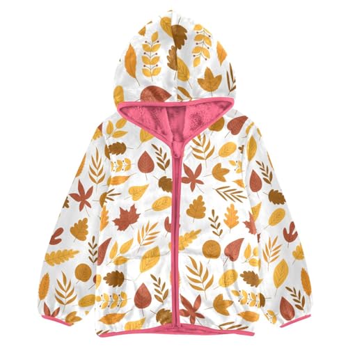 OTVEE Autumn Leaves Kids Hoodie Jackets Fall Spring Full Zip Warm Outwear Coat