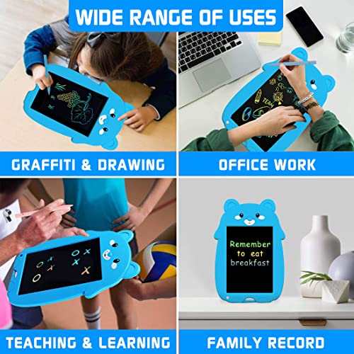 Image of Wembley Bear Design LCD Writing Pad /Tab | Writing, Drawing, Reusable, Portable Pad with Colorful Letters | 9 Inch Graphic Tablet | Writing Scribbling Pad for Kids, Adults with Stylus Pen - (Blue Bear)