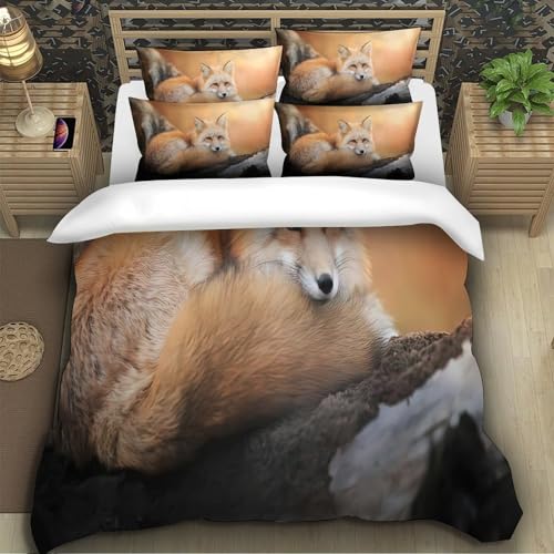 Parure de lit renard roux en microfibre supérieure impression 3D portrait - 5