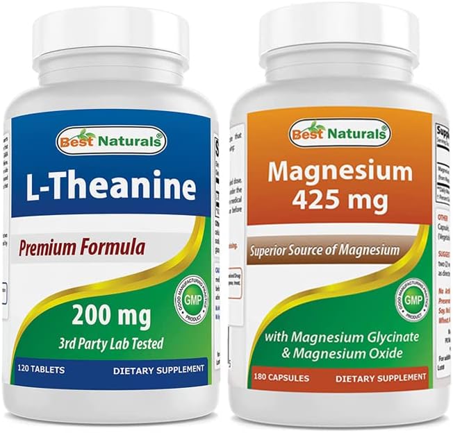 Best Naturals L-teanina 200mg y glicinato de magnesio 425 mg