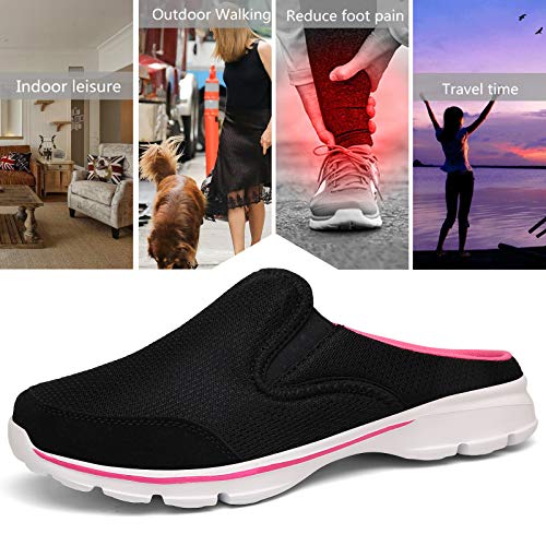 Inminpin Unisex Slippers Casual Clog House Shoes Comfort Slip-On Walking Mules With Indoor Outdoor Anti-Skid Sole For Men And Women, Black Rose, 9 Women/7.5 Men #TOP4