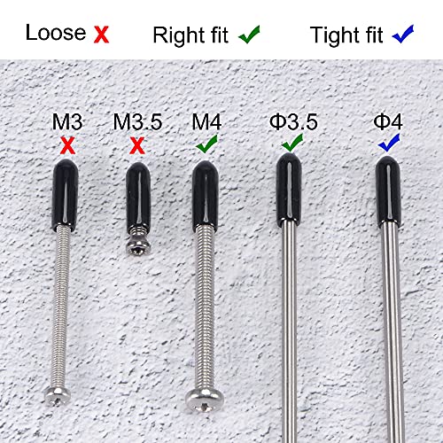 TA-VIGOR 50Pcs Rubber End Caps, 3.5mm ID Round Flexible Screw End Caps Thread Protectors - Image 4