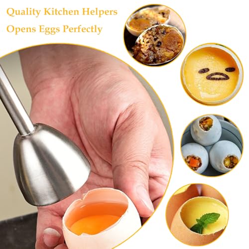 Eierköpfer Edelstahl Eieröffner für Gekochte Eier Eiersollbruchstellenverursacher Eieröffner Edelstahl mit Eierbecher Zeitsparend Eierstecher für Rohe und Gekochte Eier（2 Stück）
