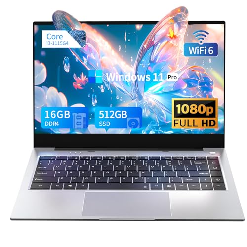 Portatile 14,1 Pollici Full HD, Intel Core I3-1115G4, 16GB RAM, 512GB SSD, Windows 11 Pro, Type-C, WiFi 6