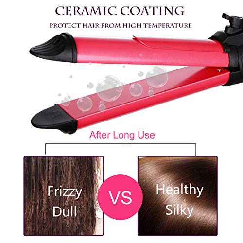 2 in 1 Hair Straightener and Curler Hair Curling Iron 1 to 1.2 Inch Spinning Hair Wand with Automatic Rotation for All Hiar Type Ceramic Flat Iron Auto Rotating Spiral Valentines Day Gifts for Women - Thumbnail 2