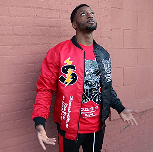 SCREENSHOT Hip-Hop Urban NYC Fashion Bomber Jacket - Modern Outdoor Lightweight Streetwear Graffiti Print Zip Up Top2