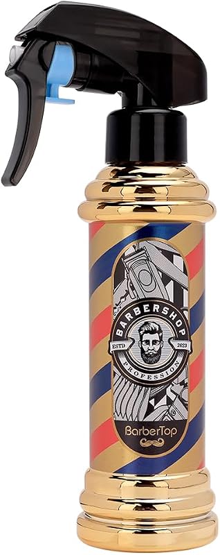 Frasco borrifador BARBERTOP com névoa fina, recarregável, dourado, 200 mL