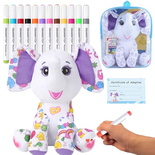 DRAWMYTOY DIY Coloring Plush Toy with Washable Markers,...