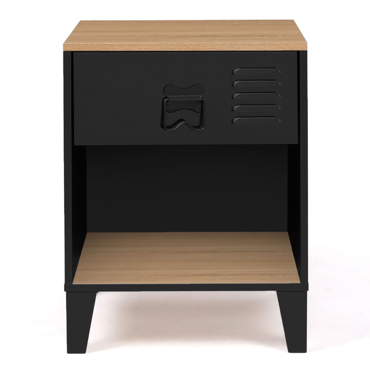 IDMarket - Lot de 2 Tables de Chevet Ester Bois et métal Noir