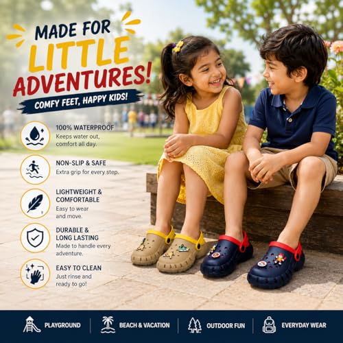 Image of TRASE Kids Clogs for Boys & Girls | Lightweight Anti-Skid Slip-On Footwear with Backstrap | Soft Comfortable Breathable Clogs for Indoor Outdoor Use