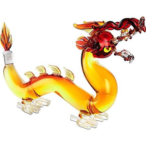 Dragon Drinking Decanter - GOT, I Drink and I Know Things - Whiskey and Wine Decanter Large 10x16" - 100% Lead-Free High Borosilicate Glass, - The Wine Savant Handblown Glass. Movie Night! (600ml) Cover