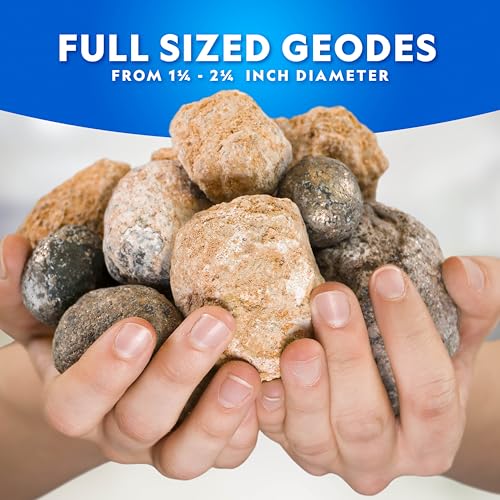 Image of National Geographic Break Open 4 Geodes Science Kit - Includes Goggles and Display Stand - STEM Science Gift for Boys and Girls, Break Your Own Geodes with Crystals (Amazon Exclusive)