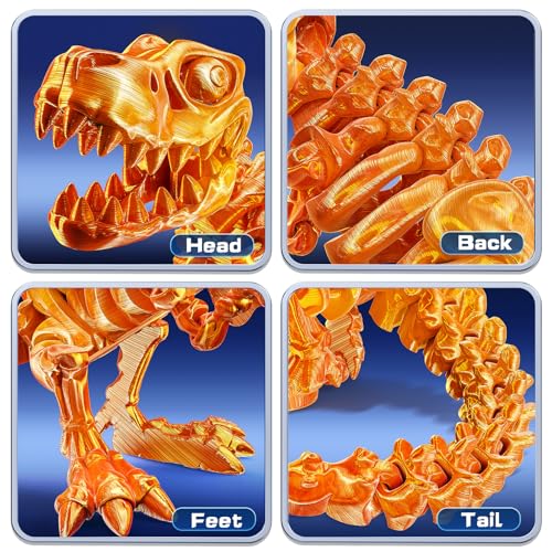 2 Packs 3D Printed Dinosaur Toys for 3-5 5-7 Years Boys, Jurassic T-rex Skeleton Action Figures with Large Storage Dino Eggs, Birthday Gifts Fidget Toys for 3 4 5 6 7 8 9 10 11 12 Years Old Boys Girls - image 4