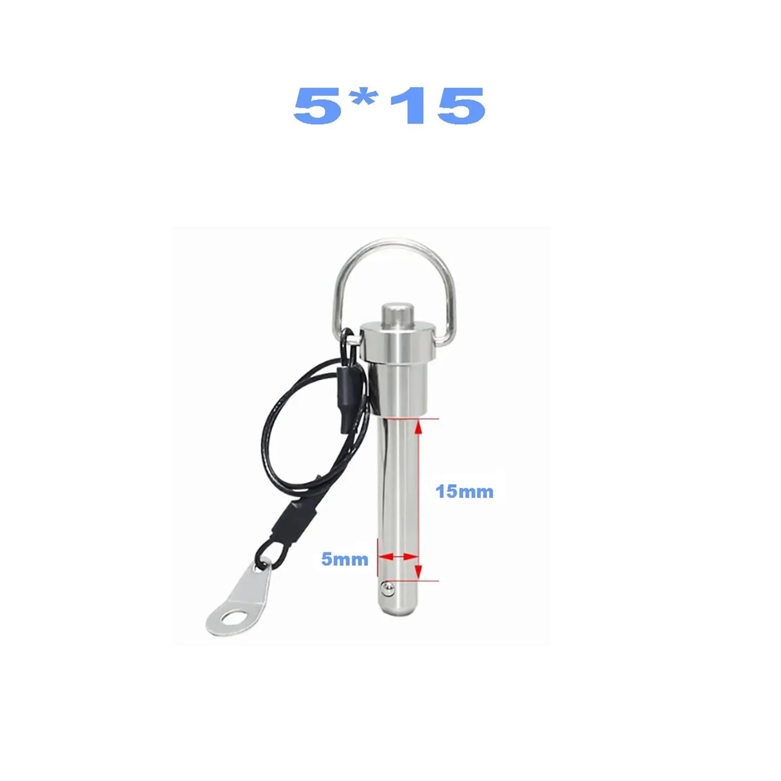 Botón de pasador de bloqueo de cabeza esférica, pasador de posicionamiento de bola de acero de liberación rápida/con cable de bucle de tracción M5-M6(1pcs 5x95)