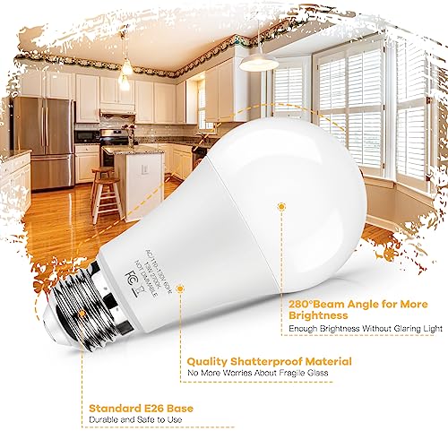 Image of LED Light Bulbs 100W Equivalent 1500 Lumens, A19 13W 2700K Warm White Non-Dimmable, Super Bright No Flicker Standard E26 Edison Screw Bulbs for Home, Bedroom, Office Lamp, 12-Pack