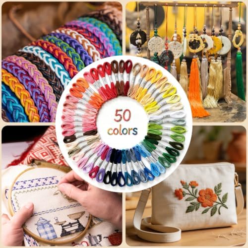 50개의 타래 자수 실, 팔찌 및 십자수 전용 6가닥 스트링 — 사진 6