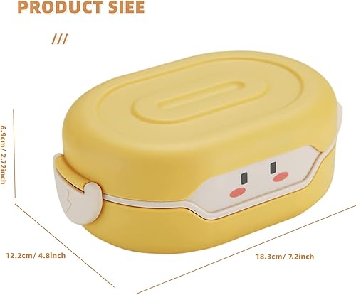 Miniatura 7 de Chchmu Lonchera Bento con compartimentos, lonchera portátil a prueba de fugas, caja de ensalada de dibujos animados, contenedores de almuerzo de