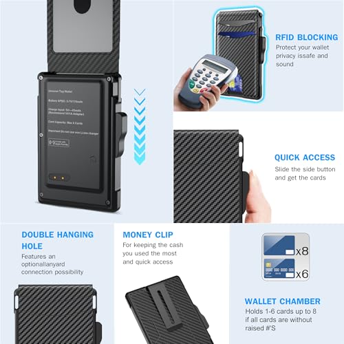 Image of umoven Airtag Wallet for Men, with Airtag Works for Apple Find My App(iOS Only), with Money Clip Slim Leather Slots Credit Card Holder RFID Blocking Bifold Minimalist Wallet, Carbon Fiber