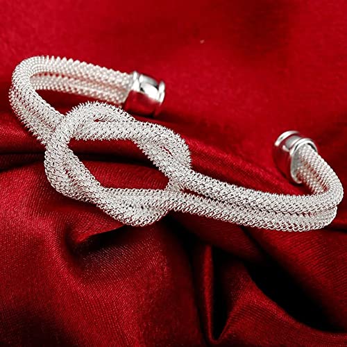 Bracelet manchette nœud argent sterling 925 rigide haut de gamme