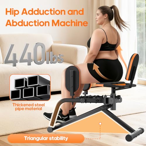 Image of HXD-ERGO Hip Abductor /Adduction Machine for Home Gym, Glute Machine & Thigh Workout Equipment, Increased Resistance Booty Builder, Compact Leg Exercise Euipment for Women & Men