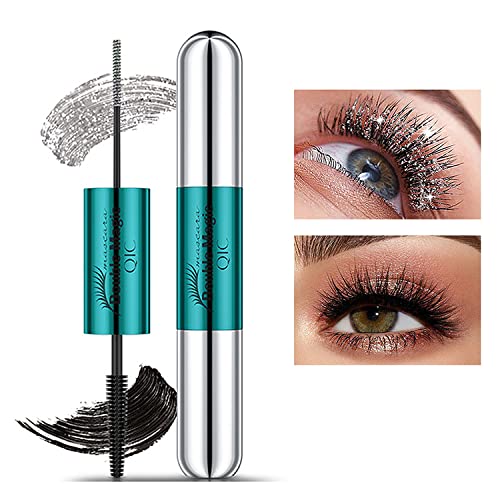 Bslwiasn 4D Silk Fiber Lash Double-Ends Mascara For Longer, Mascara Liquid Lash Extensions For Natural Lengthening&Thickening Effect,Diamond Shinning Mascara Cream Sparkling Top Coat Eyelash Mascara #TOP7