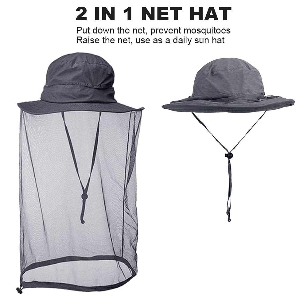 AYAMAYA Chapeau avec Filet Anti-Moustique, Chapeau de Pêche Anti-Insectes pour Hommes/Femmes, Chapeau de Camouflage Apiculture pour la Pêche en Plein Air, la Randonnée, Le Jardinage