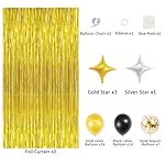 Gold Foil Fringe Curtain Party Decoration Kit, 2 Pack Metallic Backdrop with Gold & Black Balloons, Balloon Garland Accessories for Birthday, Wedding, Photo Booth, Holiday Parties - Image 3