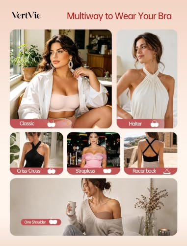 Image of Vertvie Womens Strapless Bra Jelly Push Up Seamless Bandeau Bra Wireless Non Slip Silicone Tube Top Bras Padded Bralette
