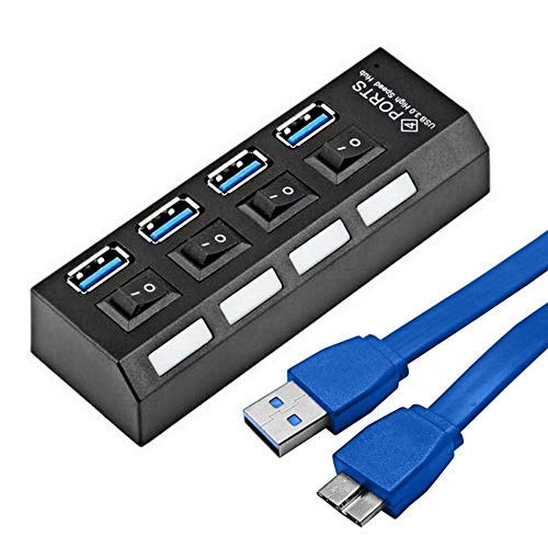 Hub Usb 3.0 4 Portas 5.0 Gbps Hi-Speed Com Switch On/Off Led Indicador