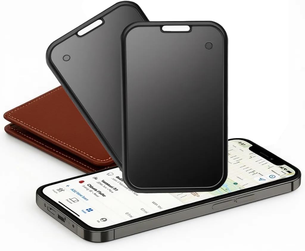 2 Pack Air Smart Tracker Card Work with Apple Find My (iOS Only) [MFi Certified] Ultra Slim Bluetooth Wallet Tracking Card Wireless Charging Waterproof Item Locator for Keys Bag Passport Purse Luggage