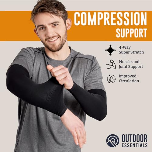 Image of UV Sun Protection Arm Sleeves - UPF 50 Cooling Compression Sleeves for Men & Women - Arm Cover /Protector for Basketball, Voleyball, Golf, Baseball, Football, Running, Cycling & Other Outdoor Sports